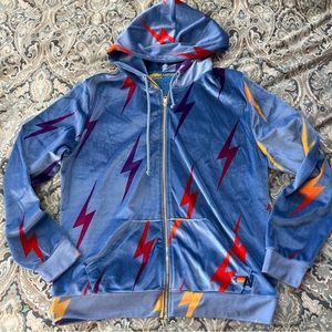 Aviator Nation Velvet Bolt Repeat Hoodie Size XL